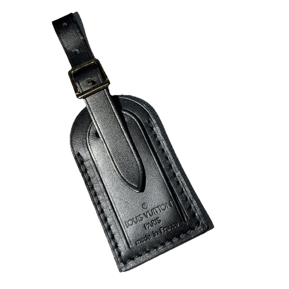 Louis Vuitton Black Name Tag w/ RE Initials Small Goldtone